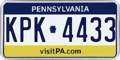 PA license plate KPK4433