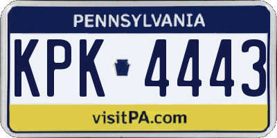 PA license plate KPK4443