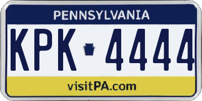 PA license plate KPK4444