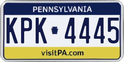 PA license plate KPK4445