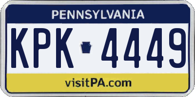 PA license plate KPK4449