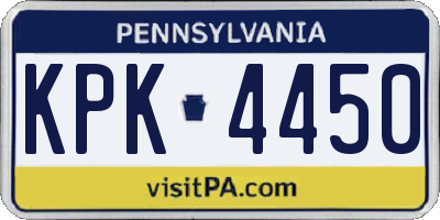 PA license plate KPK4450