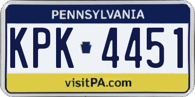 PA license plate KPK4451
