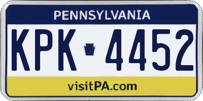 PA license plate KPK4452