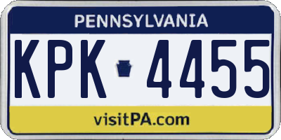 PA license plate KPK4455