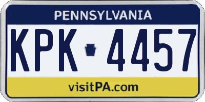 PA license plate KPK4457