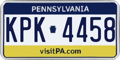 PA license plate KPK4458