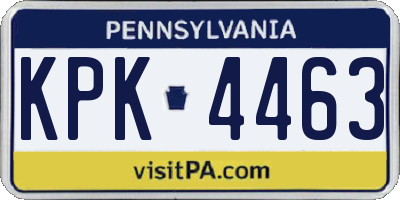 PA license plate KPK4463