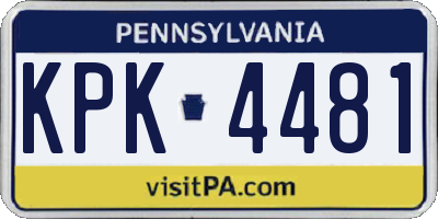 PA license plate KPK4481