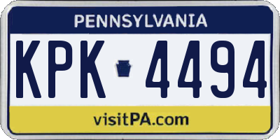 PA license plate KPK4494