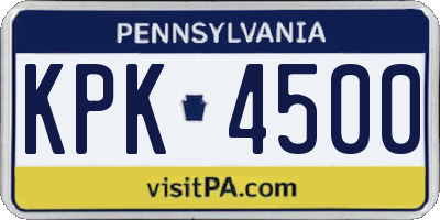 PA license plate KPK4500