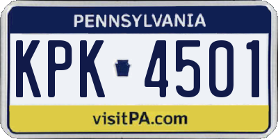 PA license plate KPK4501