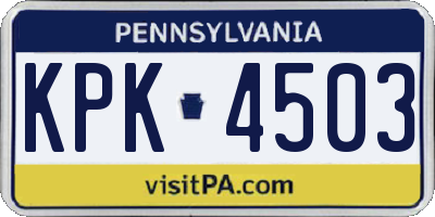 PA license plate KPK4503