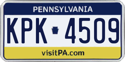 PA license plate KPK4509