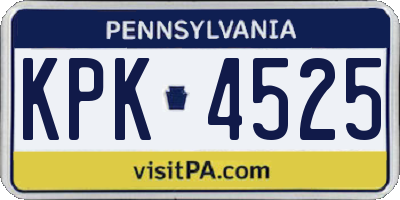 PA license plate KPK4525
