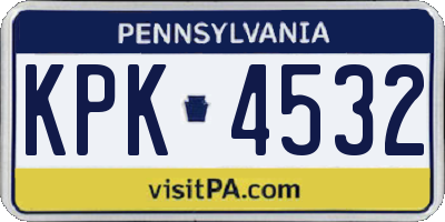 PA license plate KPK4532