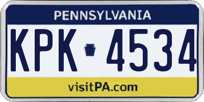PA license plate KPK4534