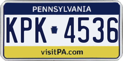 PA license plate KPK4536