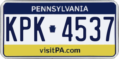 PA license plate KPK4537