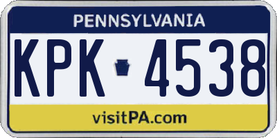 PA license plate KPK4538