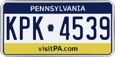 PA license plate KPK4539