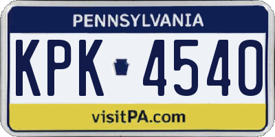 PA license plate KPK4540