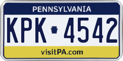PA license plate KPK4542