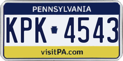 PA license plate KPK4543