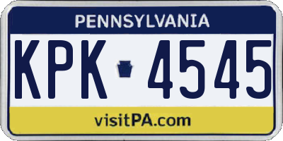 PA license plate KPK4545