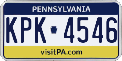 PA license plate KPK4546