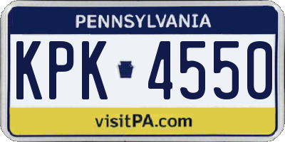 PA license plate KPK4550