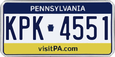 PA license plate KPK4551