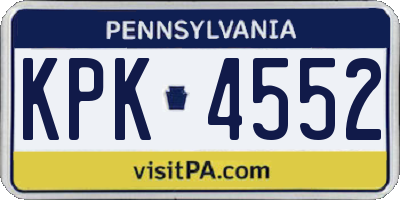 PA license plate KPK4552