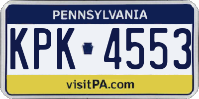 PA license plate KPK4553