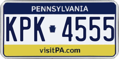 PA license plate KPK4555