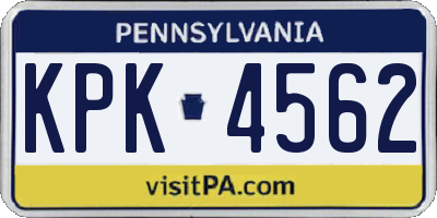 PA license plate KPK4562