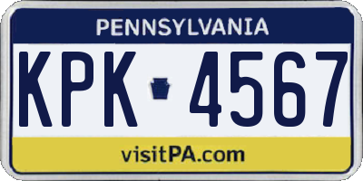 PA license plate KPK4567