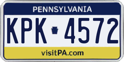 PA license plate KPK4572