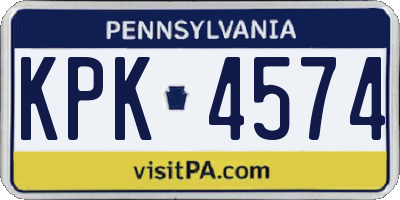 PA license plate KPK4574