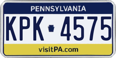 PA license plate KPK4575