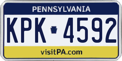PA license plate KPK4592