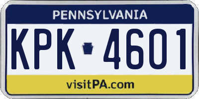 PA license plate KPK4601