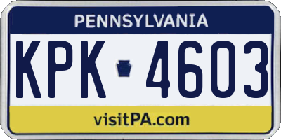 PA license plate KPK4603