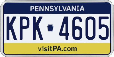 PA license plate KPK4605