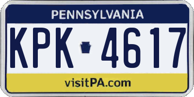 PA license plate KPK4617
