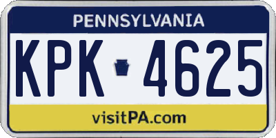 PA license plate KPK4625