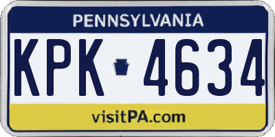 PA license plate KPK4634