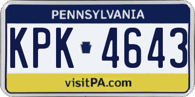 PA license plate KPK4643