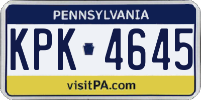 PA license plate KPK4645