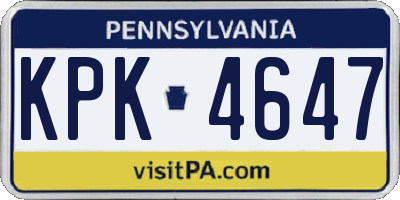 PA license plate KPK4647
